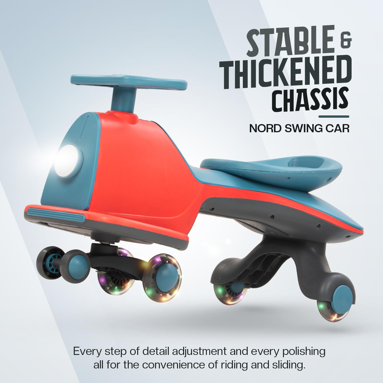 Baybee Nord Kids Magic Swing Car for Kids-Red/Blue