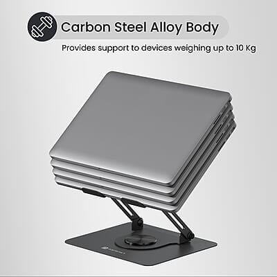 Portronics My Buddy K11 Metal Laptop Stand with 360° Rotation, Height & Angle Adjustable, Foldable Design
