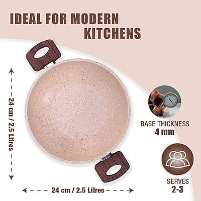 Wonderchef Duralife Die-cast 24 cm Kadhai with lid 5 Layer 2.5 litres Ivory Wonderchef Duralife Die-cast 24 cm Kadhai with lid 5 Layer 2.5 litres Ivory