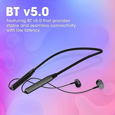ZEBRONICS Zeb Evolve Wireless Bluetooth in Ear Neckband Earphone, Rapid Charge, Dual Pairing, Magnetic earpiece,Voice Assistant with Mic