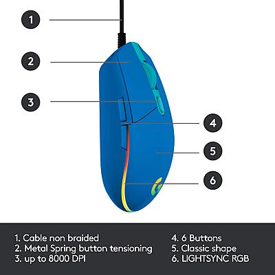 LOGITECH LIGHT SYNC WIRED GAMING MOUSE  G203-Blue