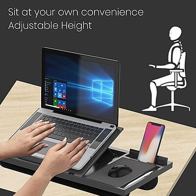 Portronics My Buddy G Laptop Desk with Storage & Mouse Pad, Adjustable Height, Compatible