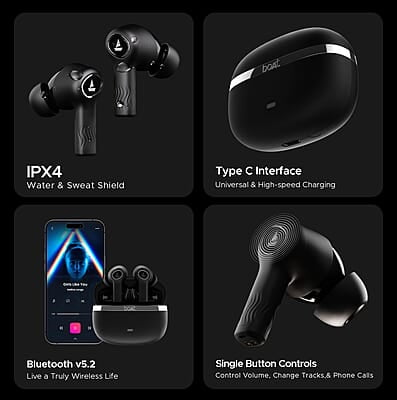 boAt Nirvana Ion TWS Earbuds with 120 HRS Playback(24hrs/Charge), Crystal Bionic Sound with Dual EQ Modes, Quad Mics ENx™ Technology, Low Latency(60ms), in Ear Detection
