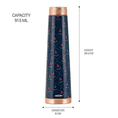 MILTON Copper Delight Design Water Bottle, 915 ml, Ethnic  Lacquer Coating, Curved bottle