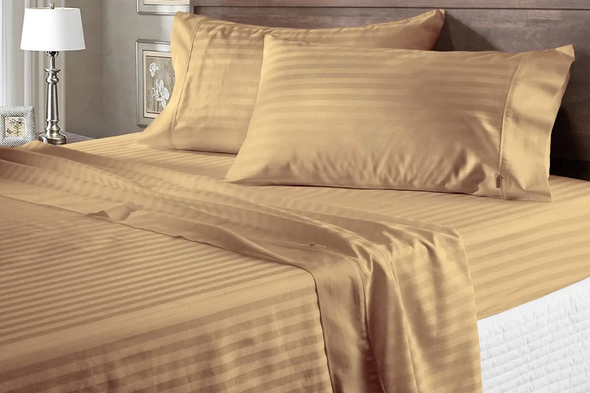 Pillow Cover Non-Framed Glace Cotton 300 TC - Striped - Sand Beige