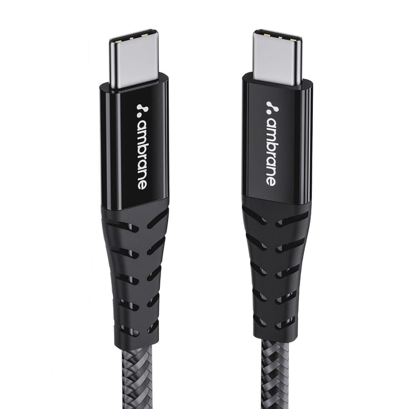 Ambrane 100W Type-C To Type-C Fast Charging Cable Compatible With iPhone 15,Samsung,Oneplus,Google Pixel,Laptop,Macbook&Type C Devices,480Mbps Data Sync,Braided Cable,1.5M Length(Abcc-100
