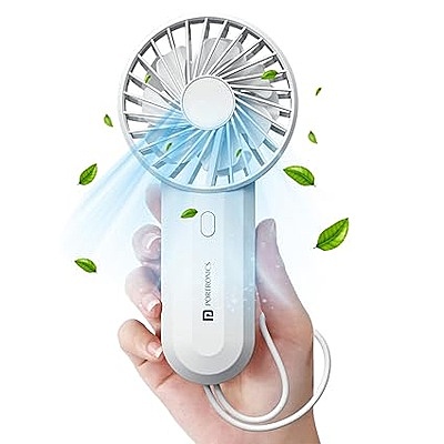 Portronics DualBreeze Handheld Mini Portable Fan With Dual Fan Technology, Upto 4 Hours Playtime, 3 Speed, Low Noise, Rechargeable Fan Ideal for Indoor,Outdoor,Home,Office,Kitchen,Makeup & Travel Use