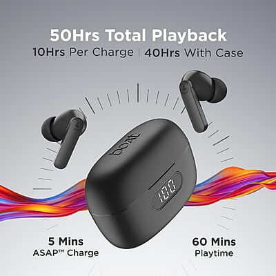 boAt Airdopes 121 PRO Truly Wireless in Ear Ear Buds w/Quad Mic ENx, Low Latency Mode for Gaming, 50H Playtime, IWP, IPX4, Battery Indicator Screen
