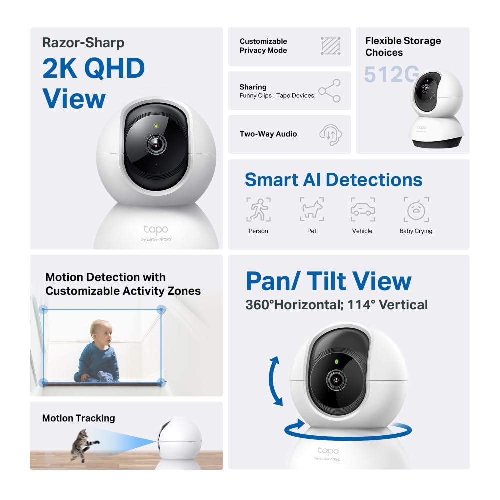 TP-Link Tapo C220 Pan/Tilt Smart Ai 2K 4Mp Qhd 1440P Home Security Wi-Fi Camera| Alexa & Google Assistant Enabled |Night Vision|Two-Way Audio| Motion Detection TP-Link Tapo C220 Pan/Tilt Smart Ai 2K 4Mp Qhd 1440P Home Security Wi-Fi Camera| Alexa & Google Assistant Enabled |Night Vision|Two-Way Audio| Motion Detection
