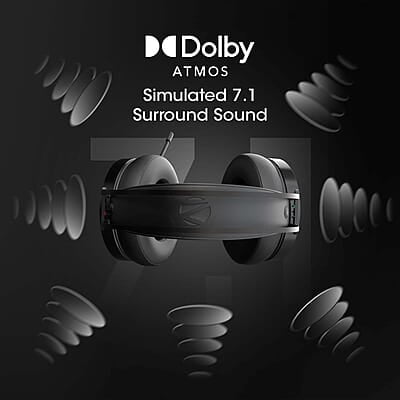 ZEBRONICS Zeb-Blitz USB Gaming Wired On Ear Headphones with Mic with Dolby Atmos, RGB Led, Windows Software, Simulated 7.1 Surround Sound, 2.4 Meter Braided Cable Flexible Padded Ear Cushions