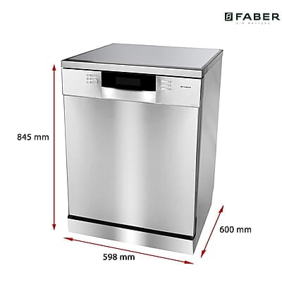 Faber 14 Place Settings Dishwasher ( FFSD 8PR 14S, Silver, Power 3D Wash for Tough Stains, Silent operation