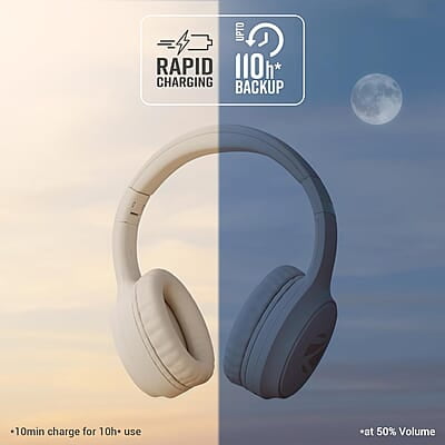 ZEBRONICS New Launch Aeon Wireless Over Ear Headphone with 110H Battery Backup, Supports Bluetooth & Aux, Gaming Mode, Enc, Dual Pairing, Rapid Charging