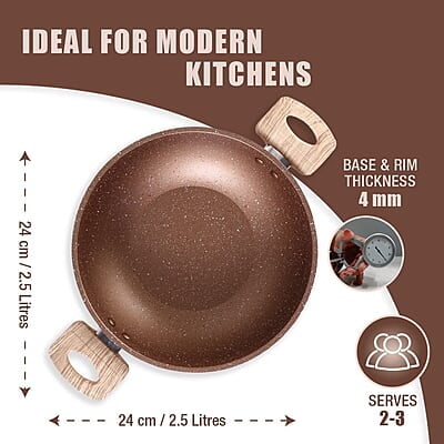 Wonderchef Duralife Die-cast 24 cm Kadhai with lid 5 Layer Healthy Duramax Non-Stick Coating 2.5 litres Wonderchef Duralife Die-cast 24 cm Kadhai with lid 5 Layer Healthy Duramax Non-Stick Coating 2.5 litres