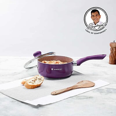 Wonderchef Royal Velvet 18cm Sauce pan with Glass Lid 3 mm thick 2 litres Wonderchef Royal Velvet 18cm Sauce pan with Glass Lid 3 mm thick 2 litres