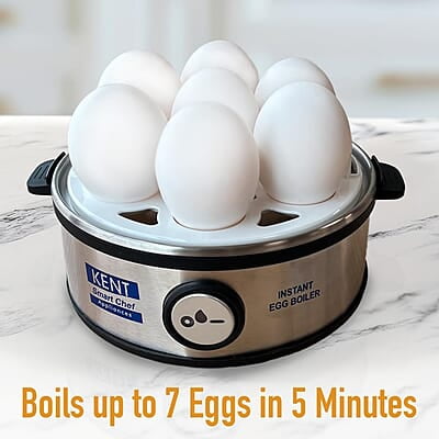 KENT Instant Egg Boiler | 360-Watt | Boil 7 Eggs at a Time | 3 Boiling Modes | Stainless Steel Body & Heating Plate | Automatic Power Off | Accessories Available