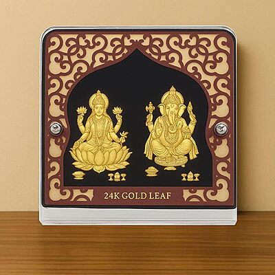 Gold Plated Lakshmi Ganesha Idol