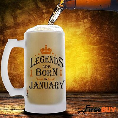 Sublimation Printed Froster Beer Mug With Glass Funny Legends are Born in January Beer Mug for Men (Frost Glass, 470 ml) Sublimation Printed Froster Beer Mug With Glass Funny Legends are Born in January Beer Mug for Men (Frost Glass, 470 ml)