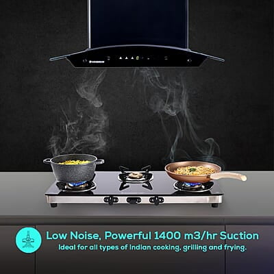 Wonderchef Ultima C-Line 90cm 1400 m3/hr Auto Clean Curved Glass Chimney