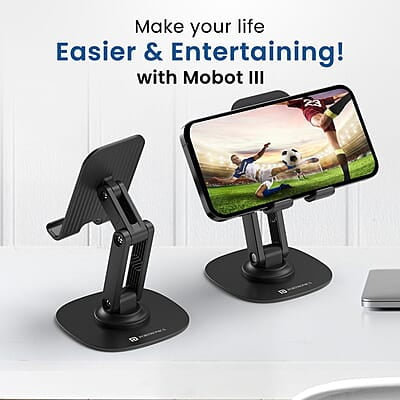 Portronics Mobot III 360° Rotatable & Foldable Mobile Phone Holder With Stable Metallic base,Adjustable Height