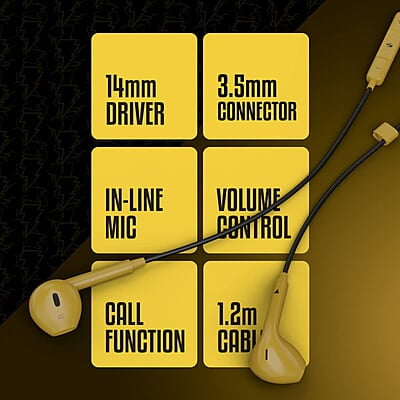 ZEBRONICS DC Black ADAM Edition Buds 30 3.5mm Stereo Bluetooth in Ear Earphone with Inline Microphone for Calling, Volume Control, 14mm Drivers, Stylish eartip Design and 1.2 Meter Durable Cable