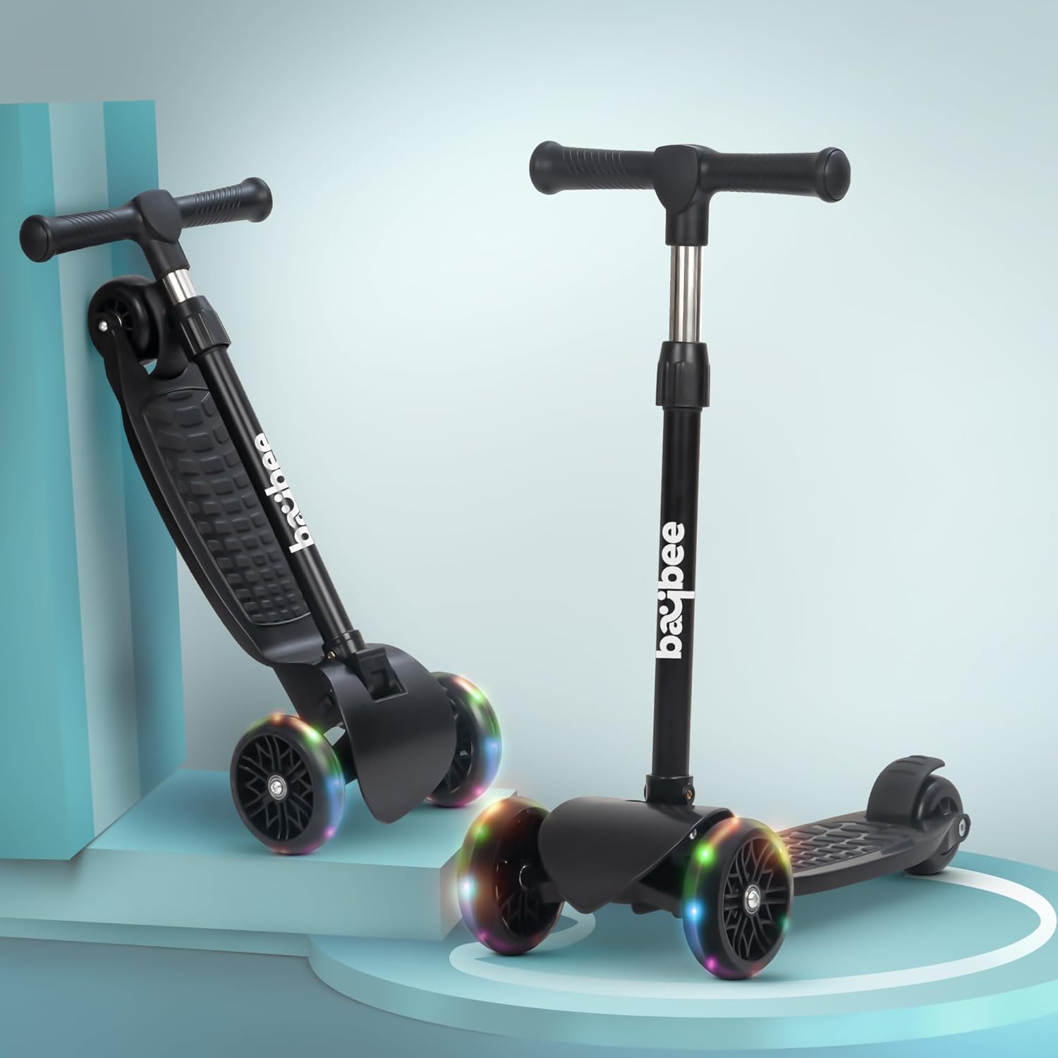 Baybee Zoomie Foldable Kick Scooter for Kids-BLACK