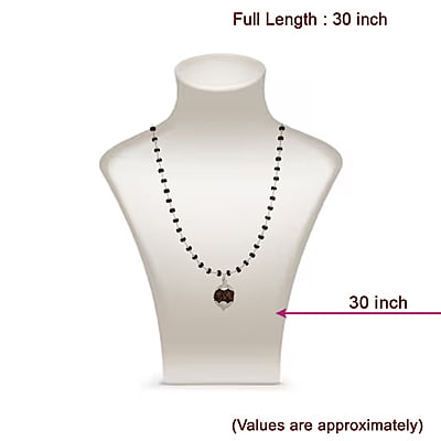 Silver Capped Black Wooden Beads Mala with Rudraksha Pendant