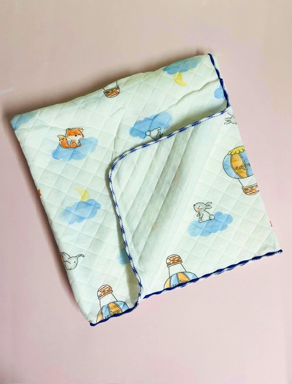 2-Layer Muslin Baby Blanket – 85x85 cm - Blue Cloud Comforter