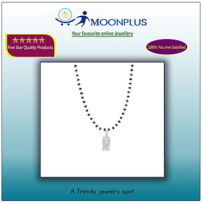 Silver Capped Black Wooden Beads Mala with Murugan Pendant Silver Capped Black Wooden Beads Mala with Murugan Pendant
