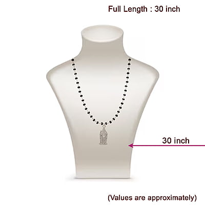Silver Capped Black Wooden Beads Mala with Murugan Pendant Silver Capped Black Wooden Beads Mala with Murugan Pendant