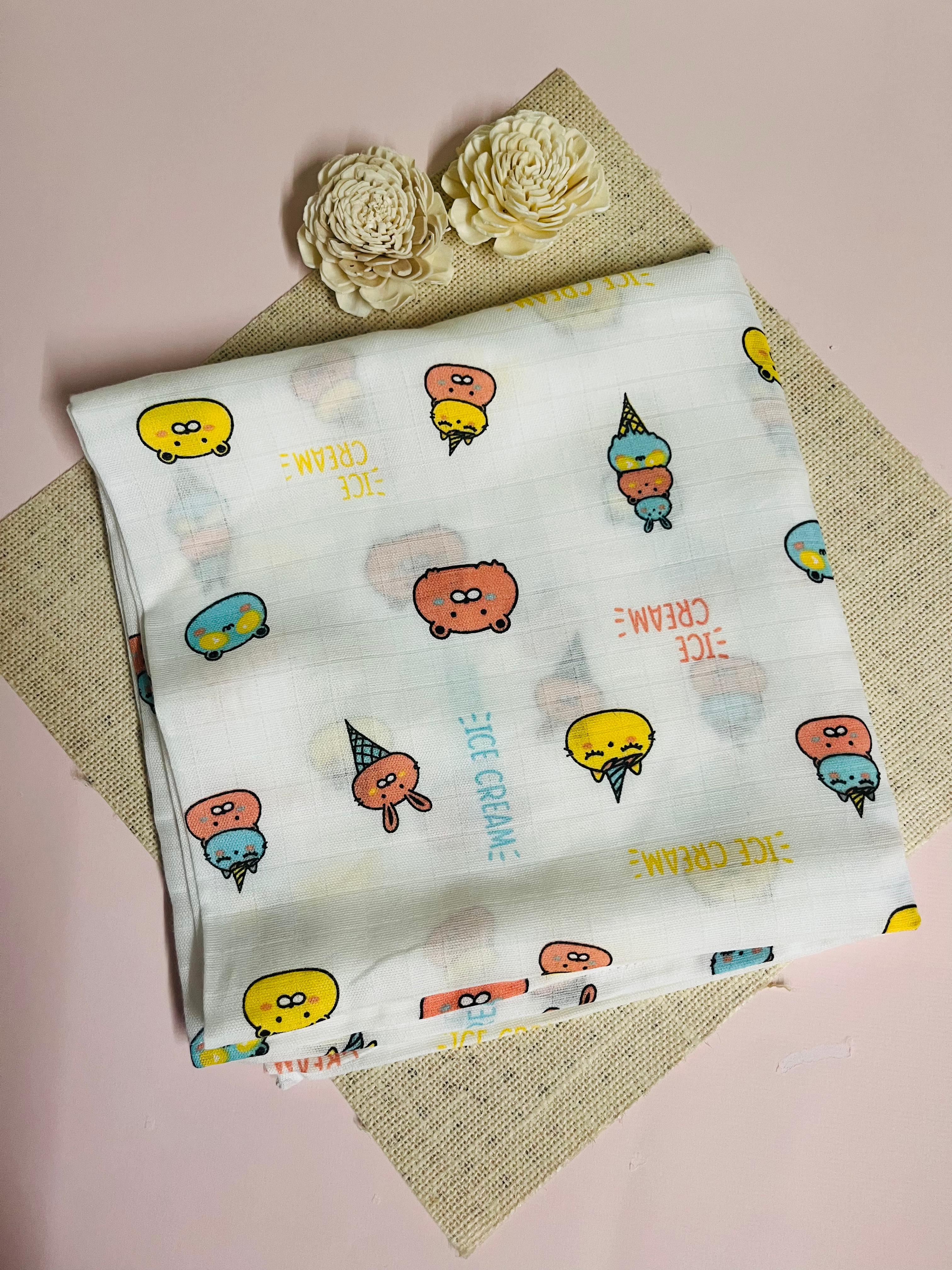 Muslin Swaddle Wrap - Assorted design (100*100cm) Muslin Swaddle Wrap - Assorted design (100*100cm)