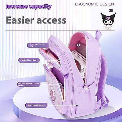 Kuromi Mymelody Cinnamoroll Schoolbag Girls Cute Backpack Children's Cartoon Anime Backpack Elementary School Bag