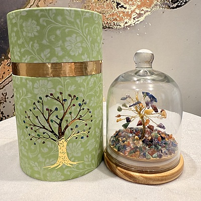 Seven Chakra Wish Tree With Glass Dome Seven Chakra Wish Tree With Glass Dome