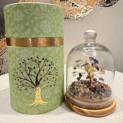 Seven Chakra Wish Tree With Glass Dome Seven Chakra Wish Tree With Glass Dome