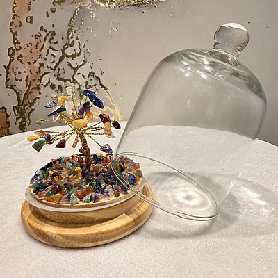 Seven Chakra Wish Tree With Glass Dome Seven Chakra Wish Tree With Glass Dome
