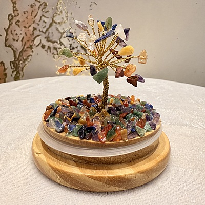 Seven Chakra Wish Tree With Glass Dome Seven Chakra Wish Tree With Glass Dome