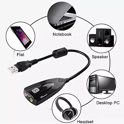 7.1 Channel Audio Sound Card Mic for Laptop PC USB Adapter (Aluminum) USB 2.0 7.1 Channel Audio Sound Card Mic for Laptop PC USB Adapter (Aluminum) USB 2.0