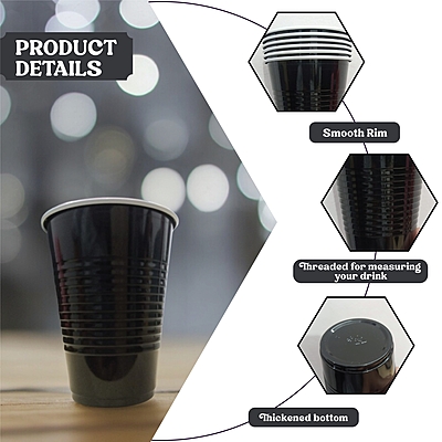 Black Beer Pong Glasses -Set of 30 | Beer Pong Glasses | Black Drinking Cups for Holi | Diwali | Christmas |  New Year | Bachelor | Retirement | Wedding | Reusable Glasses