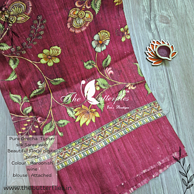 Pure Geecha Tusser Silk Saree YBRSTUS21521
