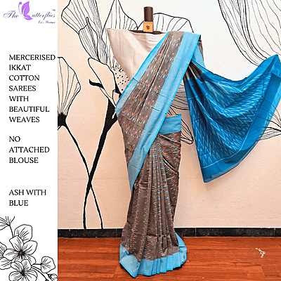 IKKAT  MERCERISED  COTTON SAREE   BGHSDIC23329