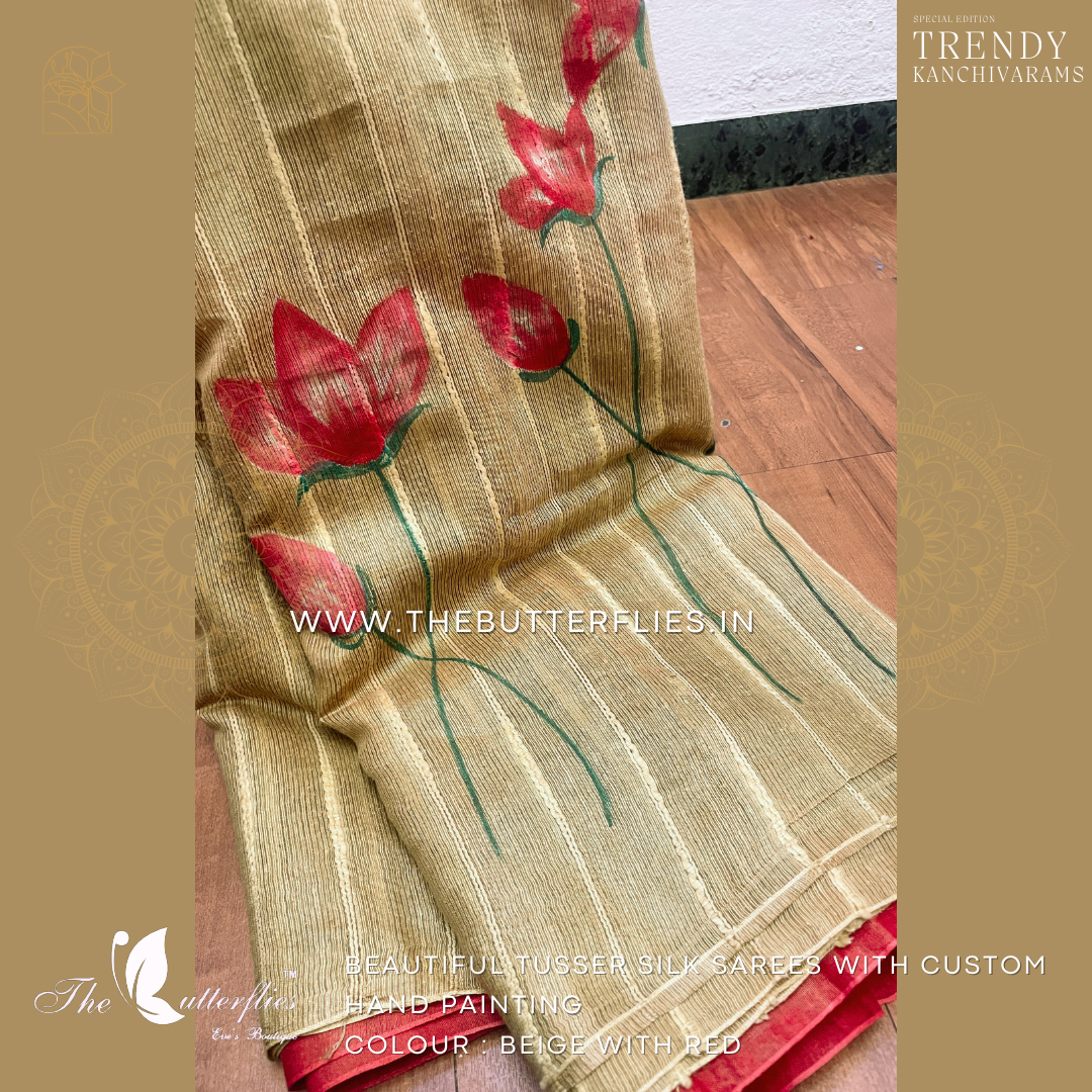 Tusser silk saree with Dolby Weaves YBRSTUS17694 Tusser silk saree with Dolby Weaves YBRSTUS17694