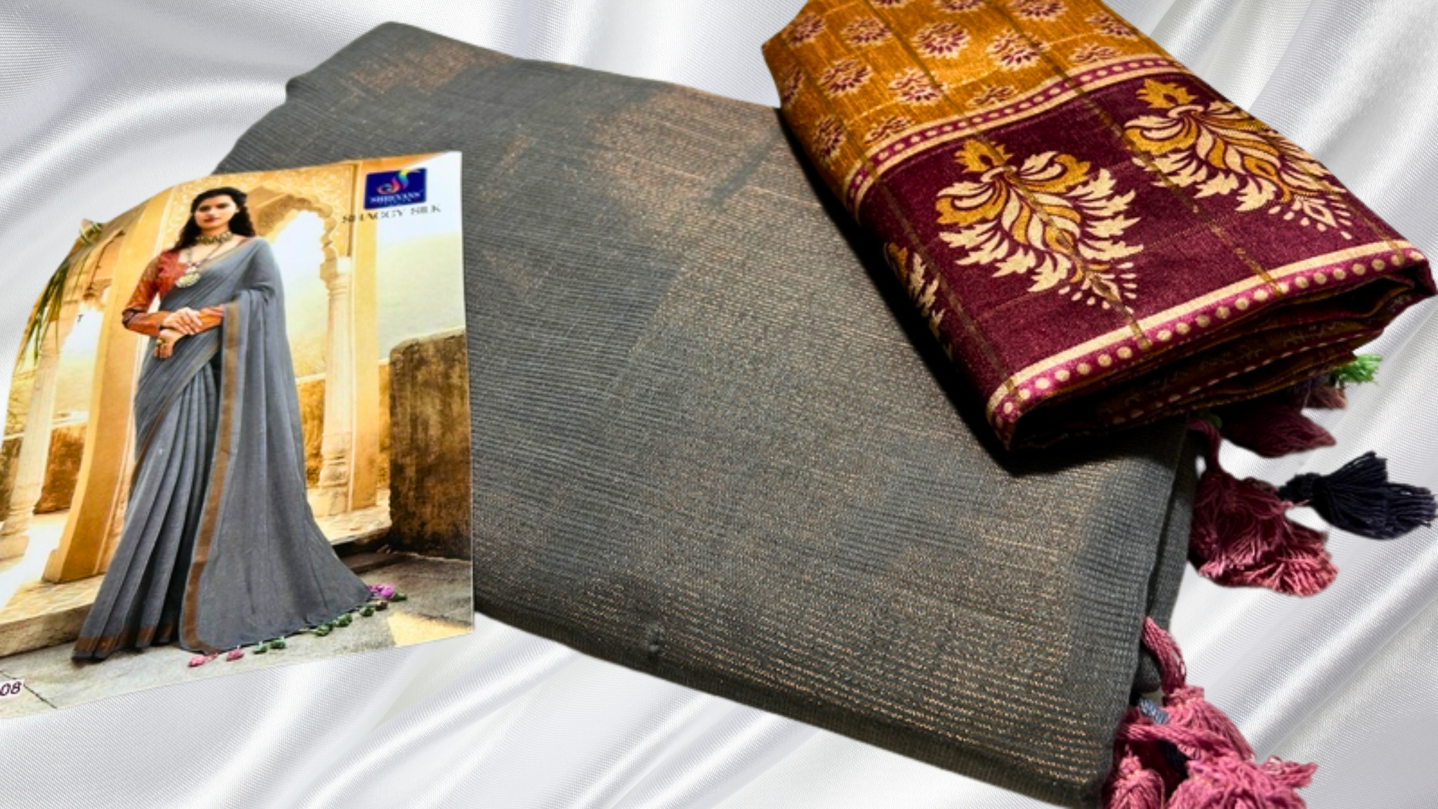 Shaggy Premium Tissue Silk Saree - Gray