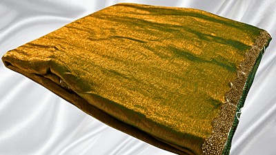 Space Silk Border Designer Saree - Golden Yellow Green