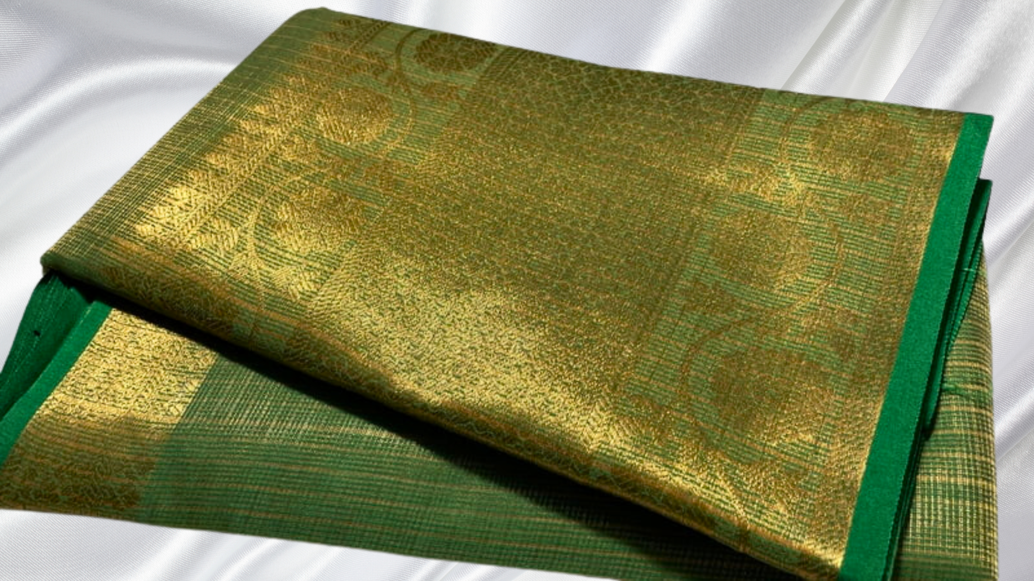 Golden Tissue Saree - Green