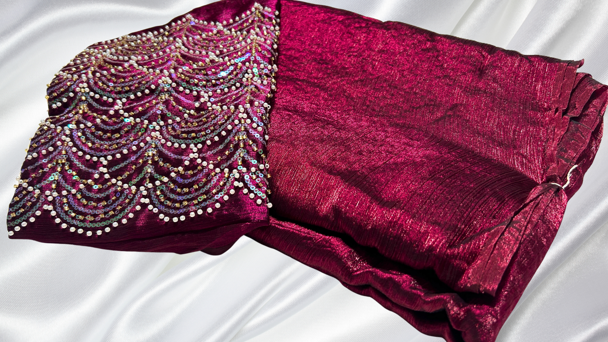 Space Silk Dual Designer Saree - Wine