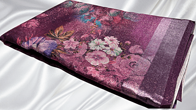 Rico Jari Digital Silk Saree - Plum Border