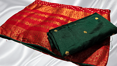 Colors Jari Silk With Seperate Blouse Saree - Red