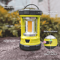 Rechargeable Camping Lantern In Green/Black/Orange