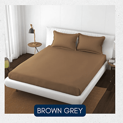 Neev 100% Cotton Plain Queen Fitted Bedsheet with 2 Pillow Covers (400 TC)