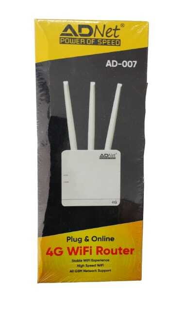 SIM Card Wi-Fi Router with High Speed Internet & Wider Wi-Fi Coverage Support External Antenna Support Reset, WPS Button (AD-007 4G) SIM Card Wi-Fi Router with High Speed Internet & Wider Wi-Fi Coverage Support External Antenna Support Reset, WPS Button (AD-007 4G)