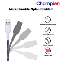 Champion iPhone 2.4 amp Braided Data Cable (White) Champion iPhone 2.4 amp Braided Data Cable (White)